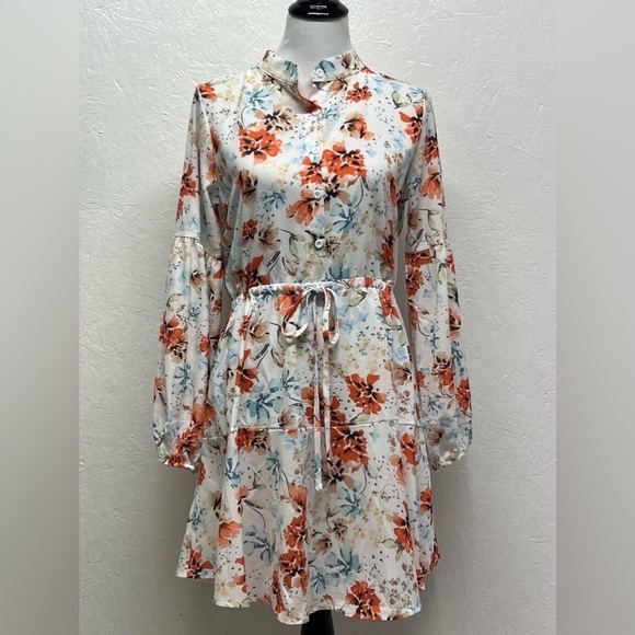 Women’s Chic Floral Button Front Mini Boho Dress - L - Picture 6 of 10